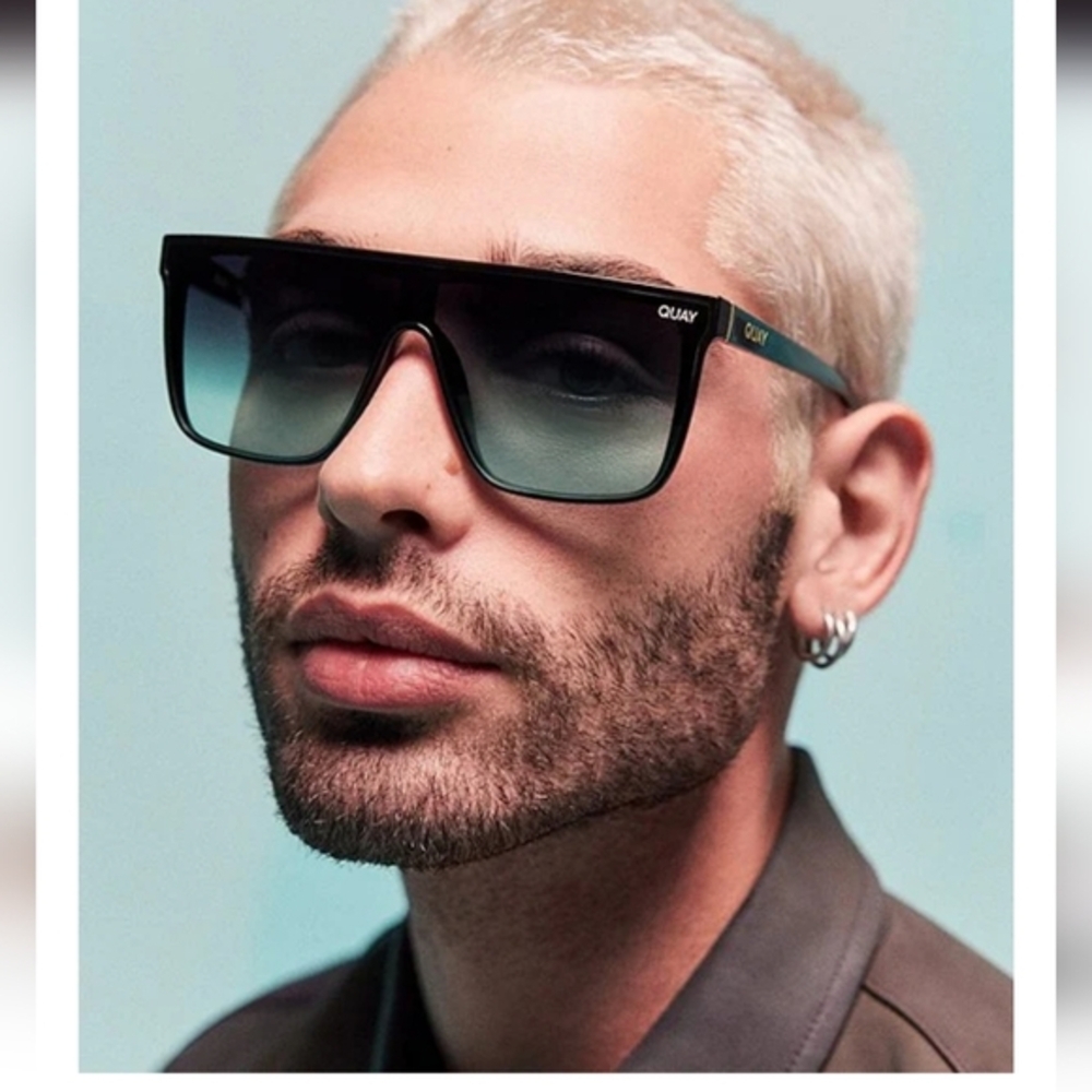 Quay Nightfall Black‎ on Black Fade Mint Square Unisex Sunglasses brand new